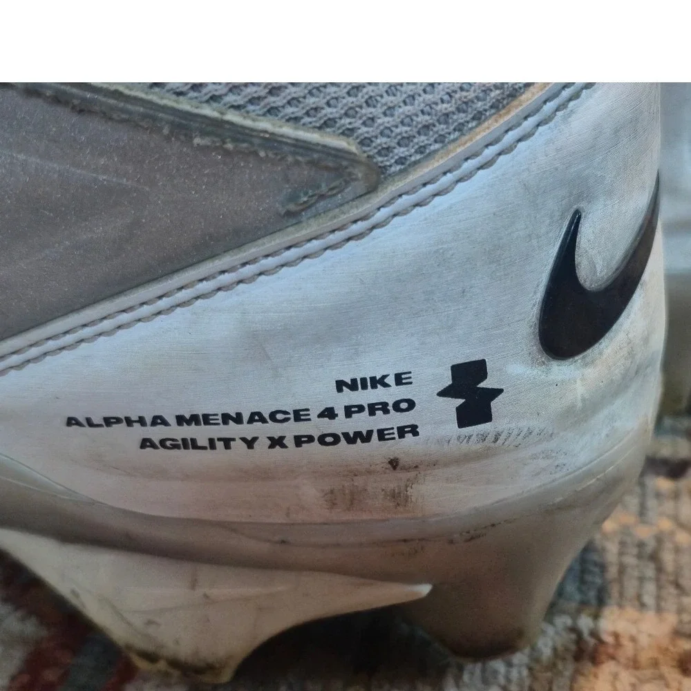 Nike Alpha Menace 4 Pro White Silver Football Cleats Mens‎ 10.5 FD7037-100